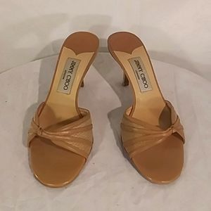 Jimmy Choo Tan Leather Mules
